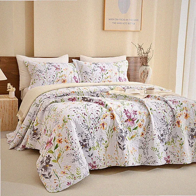 100% Cotton Oversized King Quilt Bedspread Bedding Set(128"x120"),3Pcs Extra...
