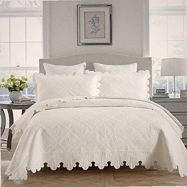 3 Pcs 100% Cotton Oversized Quilt Bedspread Set