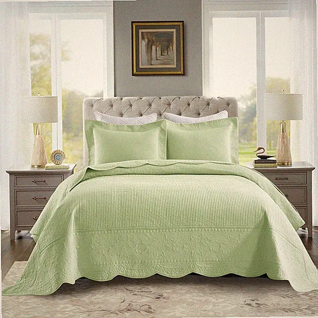 3-Pcs 100% Cotton Oversized Quilt Bedspread Set TG