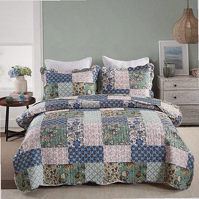 3Pcs Printed Quilts Bedspreads Set Bedding Coverlet Set B026