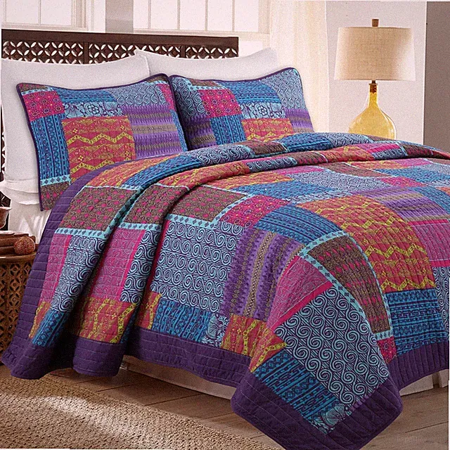 Aldiana 3-Piece Reversible Cotton Quilt Set, Bedspread, Coverlet