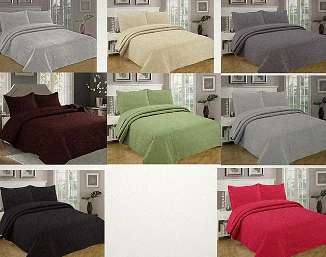 Bedspread Coverlet Reversible 3 Pcs Set Oversize Queen or King Size 8 Colors
