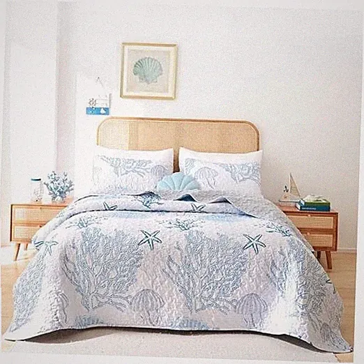 Coastal Quilts Bedding Set Size - Blue Summer Nautical Bedding King Blue Coral