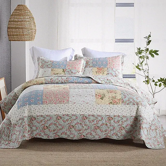 Cotton Bedspread Quilt Bedding Sets 3 Pieces Reversible Coverlet Sets Comforters