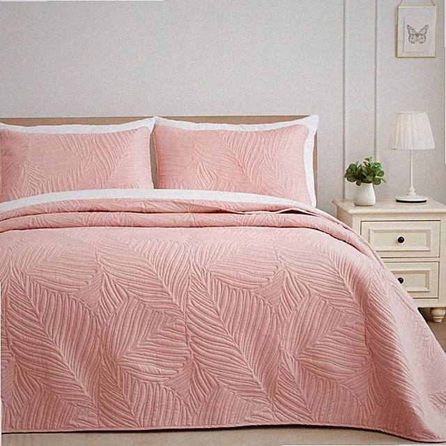 Exclusivo Mezcla Queen Quilt Bedding Set, Lightweight Blush Pink Quilts Queen Fu