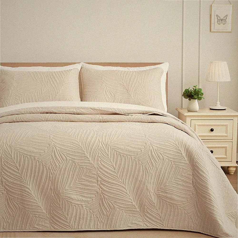Exclusivo Mezcla Queen Quilt Bedding Set, Lightweight Brich Beige Quilts Queen F