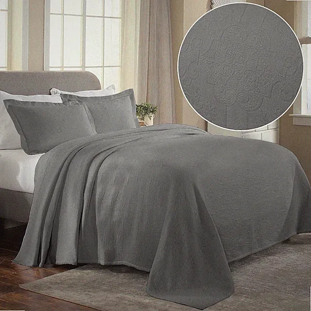 Florin Cotton Matelasse Weave Breathable Oversized Bedspread & Pillow Sham Set
