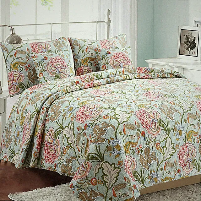 Riemer Floral 100% Cotton Reversible Quilt Set, Bedspread, Coverlet