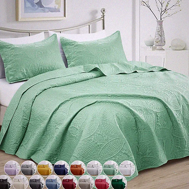 Ultra Soft Bedspread Light Weight Quilt Coverlet Bed Throw Bedding Set All Sizes
