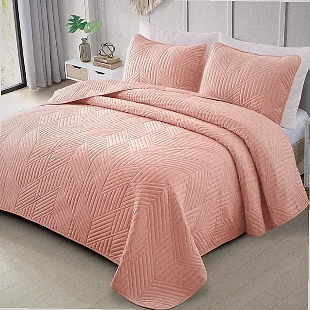 Ultrasonic Full Queen Quilt Bedding Set, Lightweight Blush Pink Bedspreads Soft